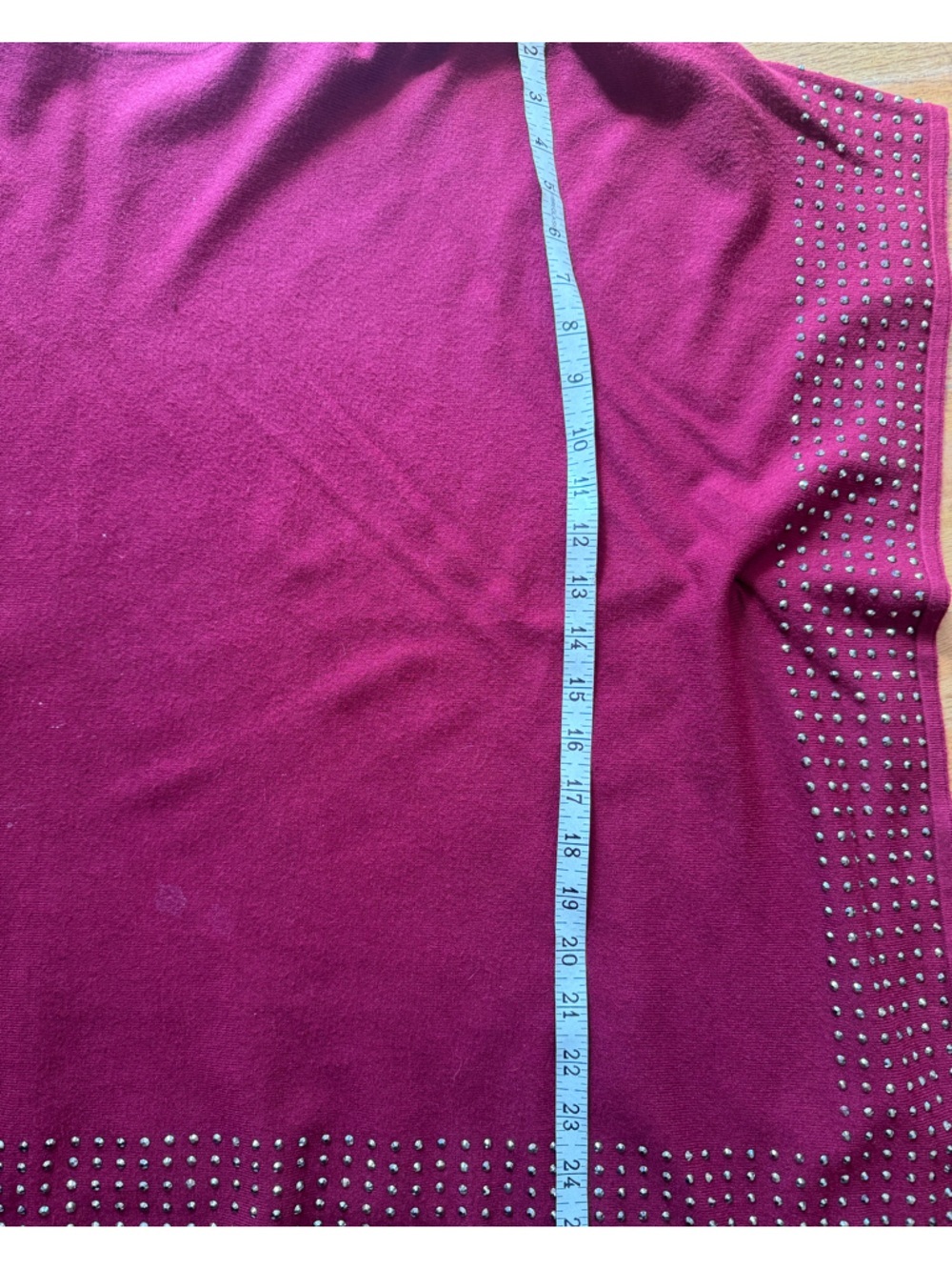 Sioni Maroon Embellished Knit Poncho - Picture 12 of 12